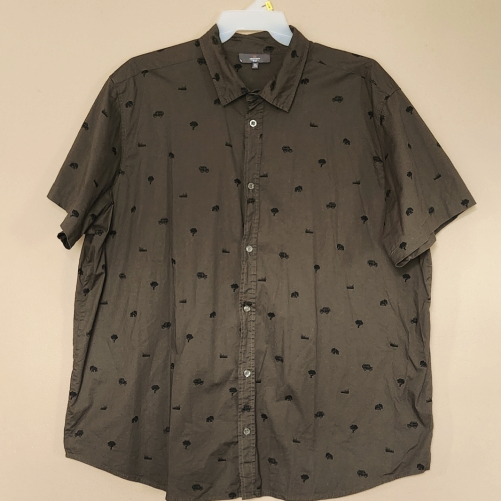 Mountain Ridge Men Button-down Pewter Gree Shirt 3XL  Safari Theme